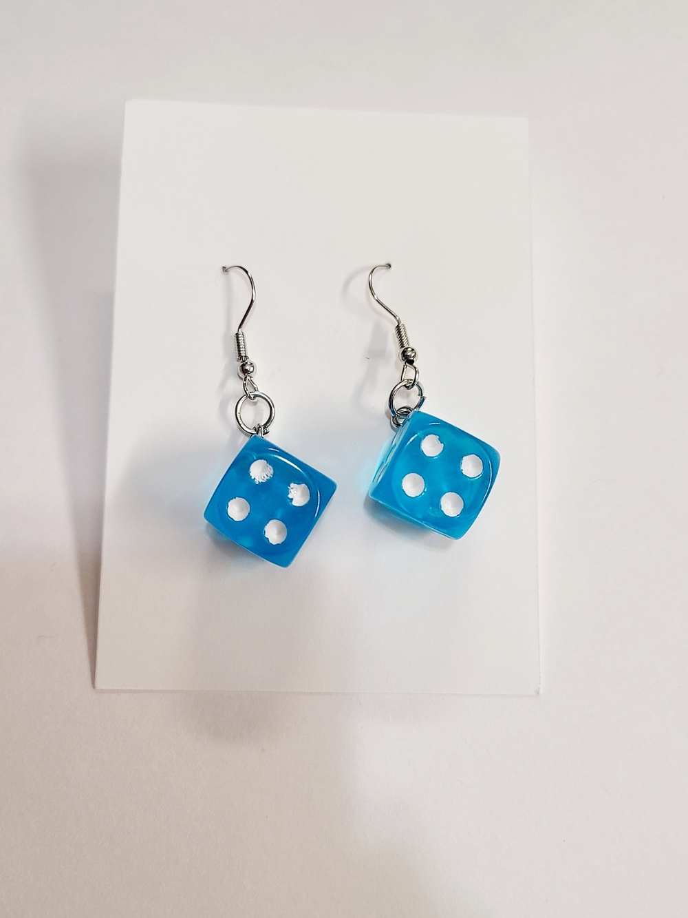 Blue Dice Dangle Earrings